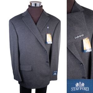 STAFFORD Mens Blazer Sport Coat Casual Jacket Size 50R Classic Camel Hair Suit